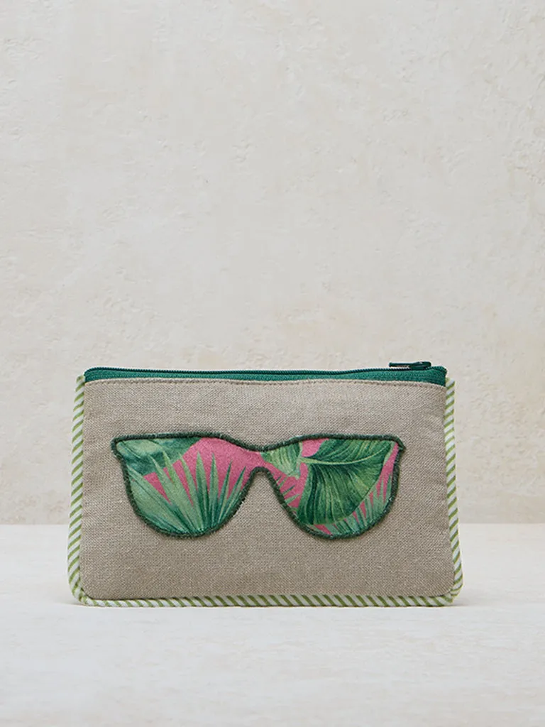 Westside Home Beige Tropical Applique Spectacles Pouch