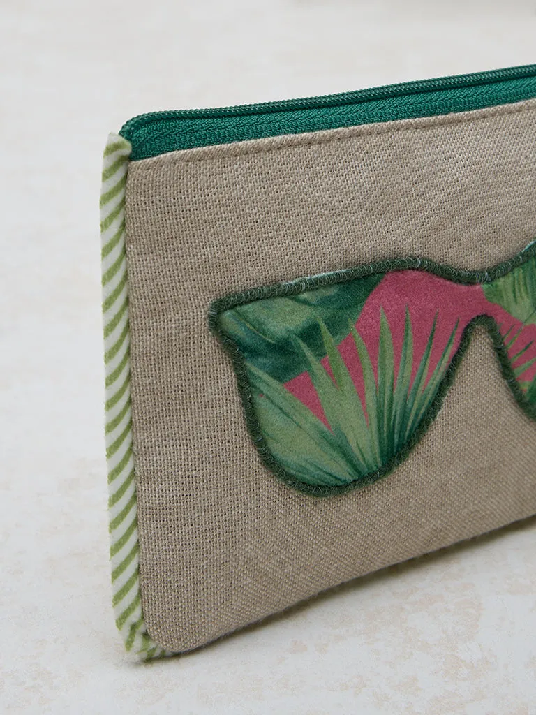 Westside Home Beige Tropical Applique Spectacles Pouch